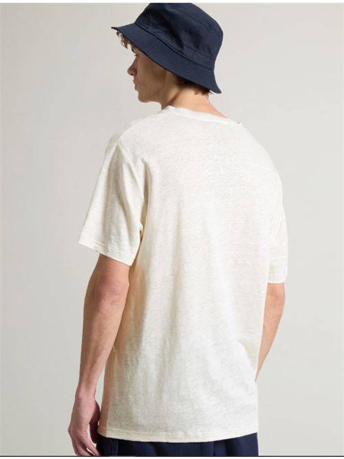 T-shirt in puro lino con logo ricamato WOOLRICH | CFWOTE0165MRUT4095.8887